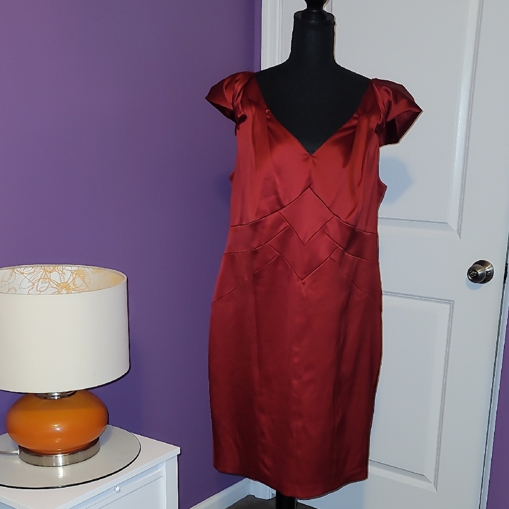 Dress Barn Deep Red Satin Dress - Picture 2 of 6